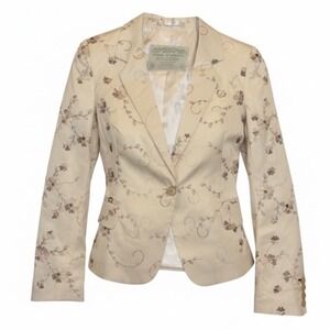 Moods of Norway | Blazer | Jacket | Floral Embroidered | Beige | Women's Small